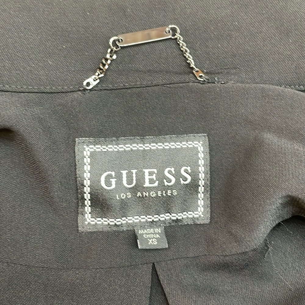 Guess Jumpsuit XS Black Zip Front Wide Leg Long Sleeve Stripe Trim Athleisure - Picture 10 of 16